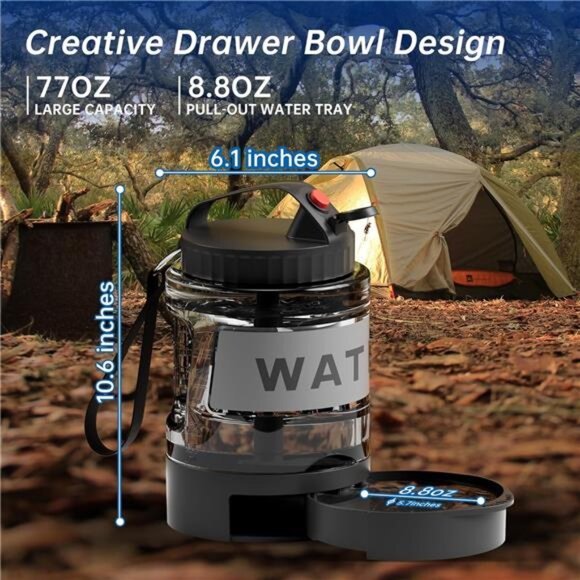 77oz Portable Dog Water Bottle, Camping Essentials, Large Travel Bottle - Picture 4 of 7